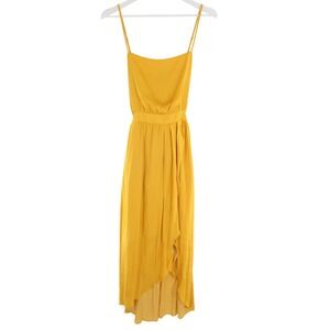 Modern Citizen Wrap Midi Dress High-Low Tulip Hem Small Yellow MC21D17